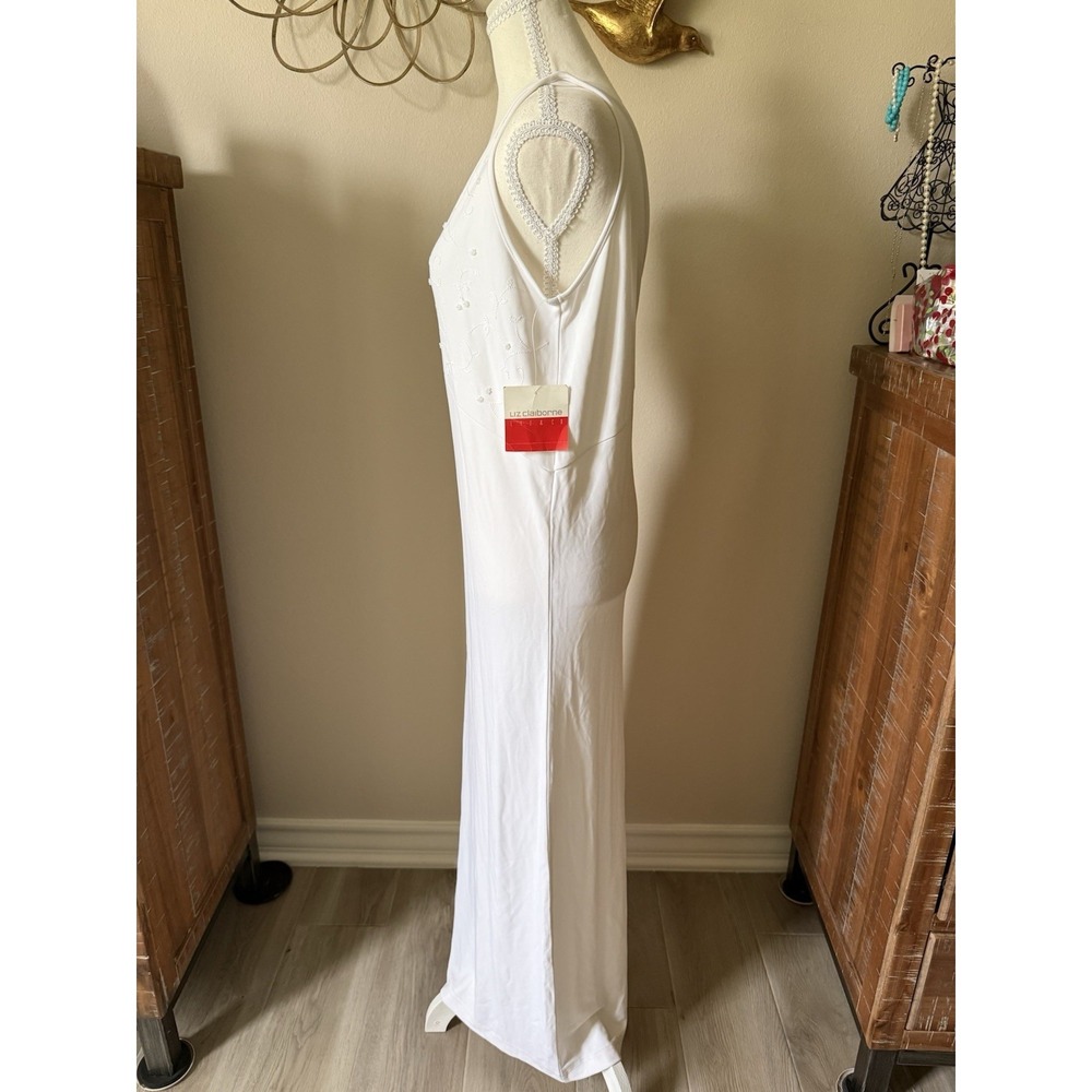 Liz Claiborne White Embroidered Midi Dress L Bridal Shower Courthouse Bride - Picture 3 of 9